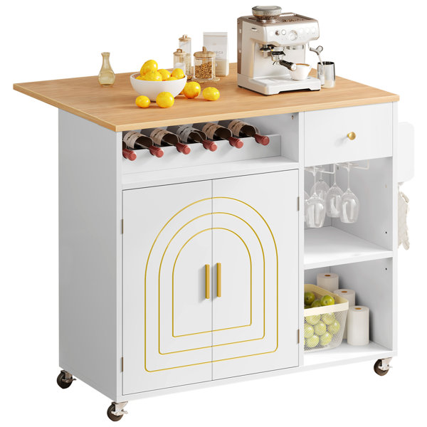 Mercer41 Jacouri Wood Kitchen Cart Wayfair